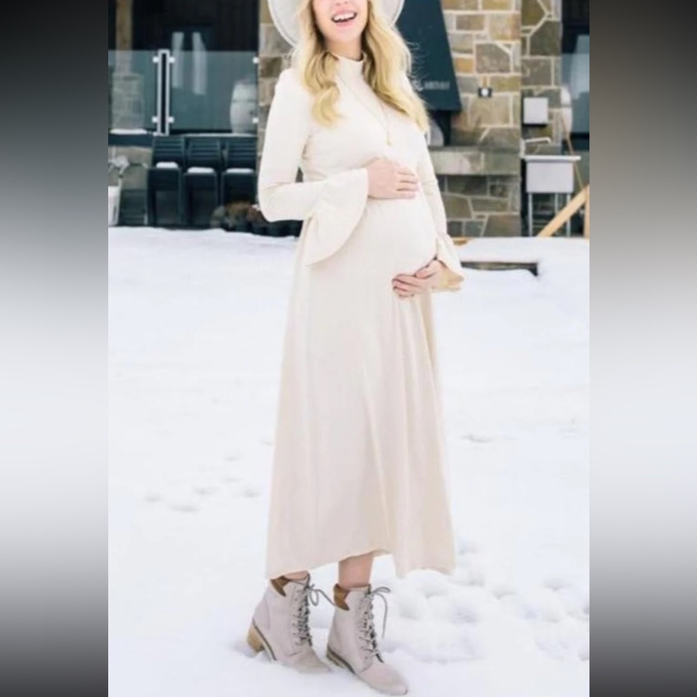 NWT Cream Maternity Dress with Flared Sleeves (Rachel Pally Cream Amala Dress)